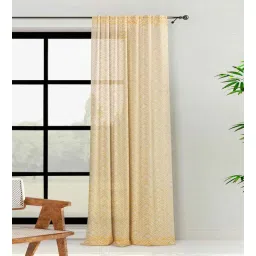 fabindia Ochre Cotton Solid 7ft Semisheer Rod Pocket Door Curtain (1 Pc)-picture-16