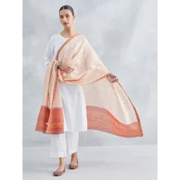 Fabindia Off White & Pink Printed Dupatta-picture-37