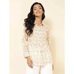 Fabindia Off-White Cotton Printed Shirt image 1