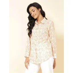 Fabindia Off-White Cotton Printed Shirt image 3