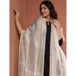 Fabindia Off White Cotton Silk Blend Woven Dupatta-picture-47
