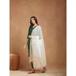 Fabindia Off White Cotton Woven Design Dupatta-picture-32
