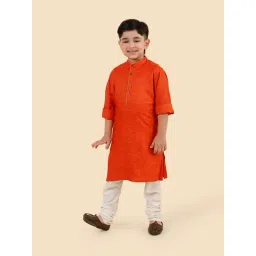 Fabindia Orange Viscose Blend Hand Block Printed Long Kurta-picture-32