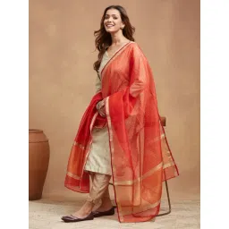 Fabindia Orange Woven Design Dupatta image 2