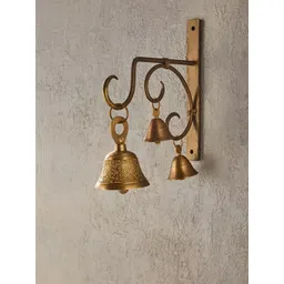 Fabindia Padma Gold-Toned Brass Padma Metal Bell Wall Decor-picture-13