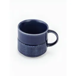 Fabindia Parth Glazed Blue Textured Ceramic Glossy Mug 300ml image 3