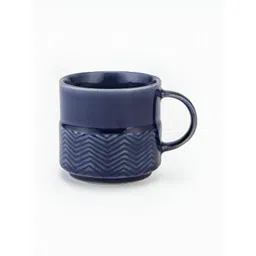 Fabindia Parth Glazed Blue Textured Ceramic Glossy Mug 300ml image 4