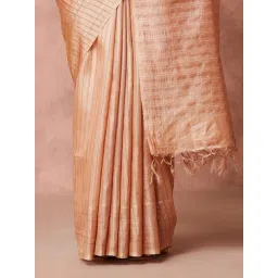 Fabindia Peach Silk Regular Fit Woven Saree image 5