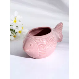 Fabindia Pink Ceramic Jeevi Embossed Fish Planter-picture-11