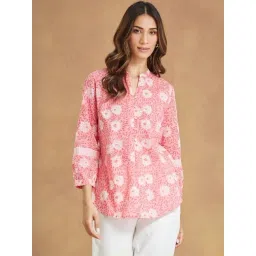 Fabindia Pink Cotton Regular Fit Printed Tunic-picture-14