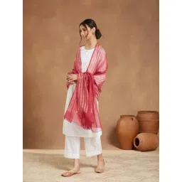 Fabindia Pink Cotton Silk Hand Block Printed Dupatta-picture-19