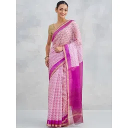 Fabindia Pink Printed Sarees-picture-31
