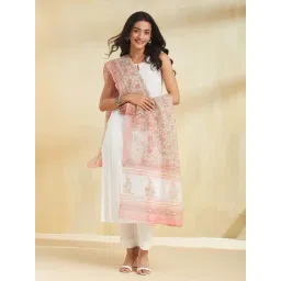 Fabindia Pink Regular Fit Printed Dupatta-picture-13