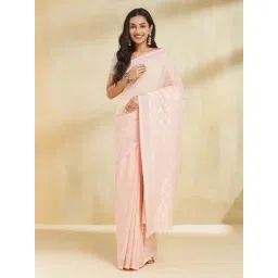 Fabindia Pink Regular Fit Woven Design Saree-picture-26
