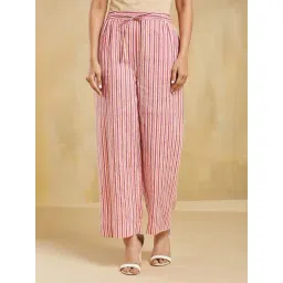 Fabindia Pink Striped Casual Trousers-picture-17