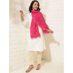 Fabindia Pink Viscose Blend Printed Stole-image-30
