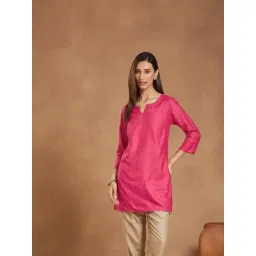Fabindia Pink Viscose Silk Short Kurta-picture-35