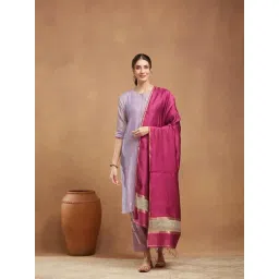 Fabindia Pink Viscose Silk Woven Design Dupatta-picture-37