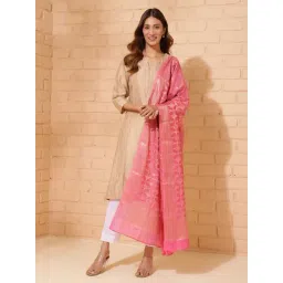 Fabindia Pink Woven Pattern Dupatta-picture-44