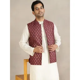 Fabindia Printed Silk Mandarin Collar Nehru Jacket-picture-36