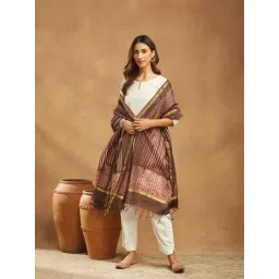 Fabindia Purple Cotton Silk Blend Tie & Dye Dupatta-picture-17