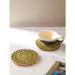 Fabindia Rang Green Wood Trivets - Set of 2-picture-13