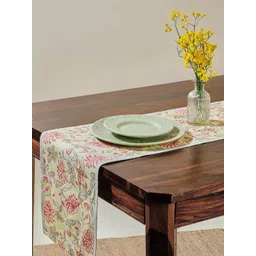 Fabindia Red And Green Floral Printed Pure Cotton Table Runner-image-4