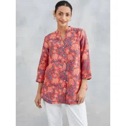 Fabindia Red Comfort Fit Floral Print Tunic-picture-48
