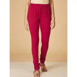 Fabindia Red Cotton Churidar Length Leggings-picture-24