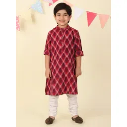 Fabindia Red Cotton Ikat Long Kurta-picture-46