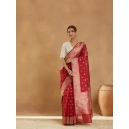 Fabindia Red Cotton Silk Blend Saree-picture-11
