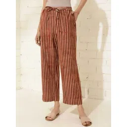 Fabindia Red Cotton Striped Pants-picture-20