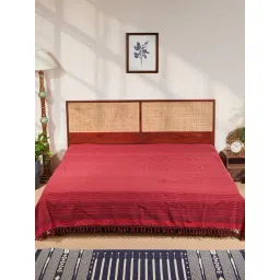 Fabindia Red Hand Woven Cotton Bed Cover-picture-21