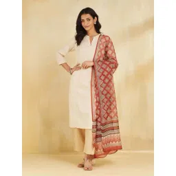 Fabindia Red Regular Fit Printed Dupatta-picture-18