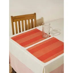 Fabindia Rust-Orange & Beige 6 Pieces Printed Cotton Rectangle Shape Table Placemats-picture-30