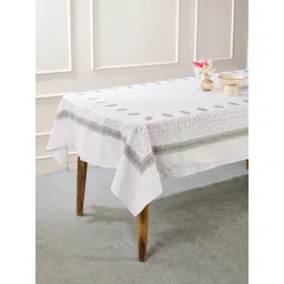 Fabindia Sangam White Cotton Appliqued Table Cloth (8 Seater)-picture-14