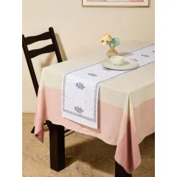 Fabindia Sangam White Cotton Appliqued Table Runner (Large)-picture-40