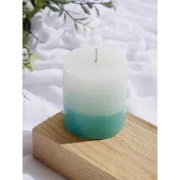 Fabindia Sea-Green & White Fragrance Wax Pillar Candle-picture-15