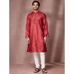 Fabindia Silk Mandarin Collar Straight Kurta image 1