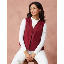 fabindia Solid Women Waistcoat-picture-24