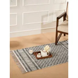 Fabindia Standalone Black Cotton Blend Printed Dhurrie (Small)-picture-34