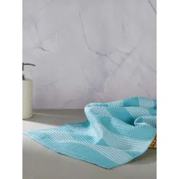 Fabindia Standalone Blue Cotton Honeycomb Hand Towel-picture-44