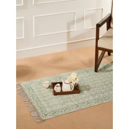 Fabindia Standalone Green Cotton Blend Printed Dhurrie (Medium)-picture-31