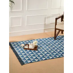 Fabindia Standalone Indigo Cotton Blend Printed Dhurrie (Large)-picture-37