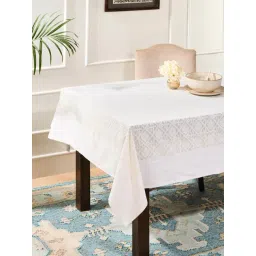 Fabindia Standalone Natural & White Cotton Cutwork Table Cloth (4 Seater)-picture-23