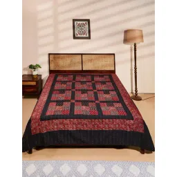 Fabindia Standalone Red & Black Cotton Embroidered Double Bed Cover-picture-31