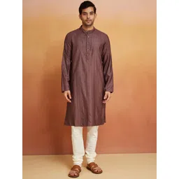 Fabindia Striped Band Collar Straight Kurta-picture-37