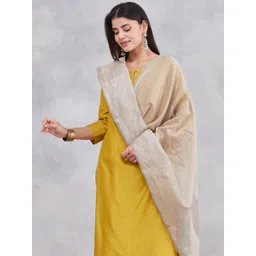 Fabindia Striped Woven Design Zari Cotton Silk Dupatta-picture-33