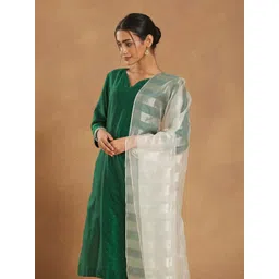 Fabindia Striped Woven Design Zari Dupatta-image-14