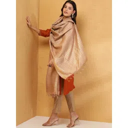 Fabindia Striped Woven Design Zari Work Dupatta-image-44